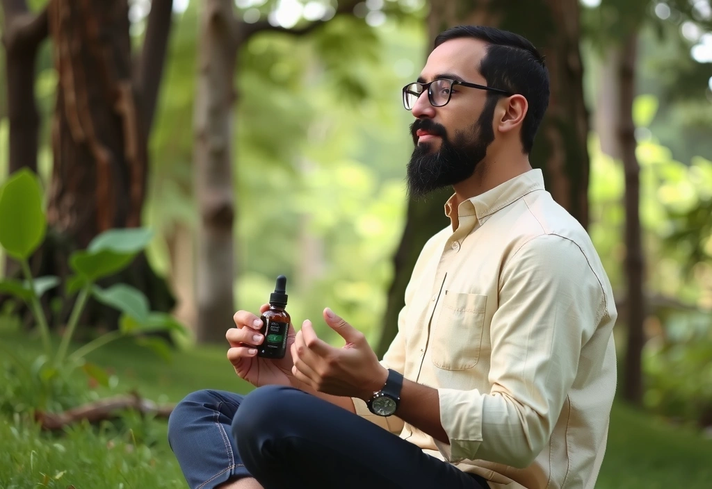 Man meditating in a peaceful nature setting, symbolizing mental clarity and balance