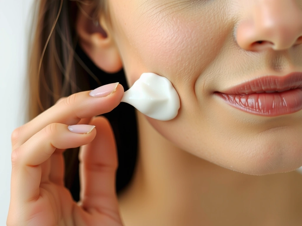 Woman gently applying face cream